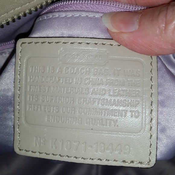 Coach 16449 Colette signature leather patent overlay in putty bag - Picture 8 of 11